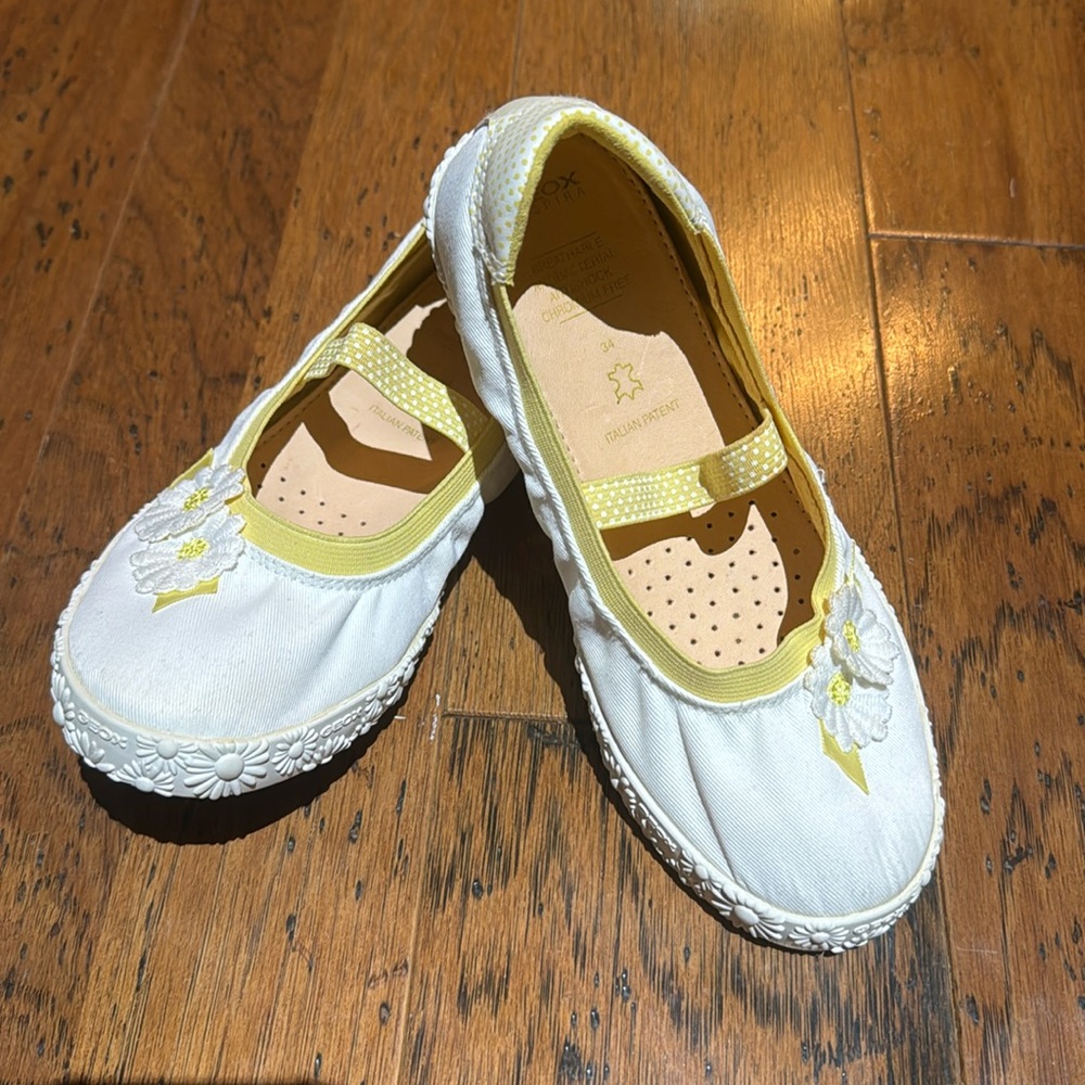 White dressy Mary janes.